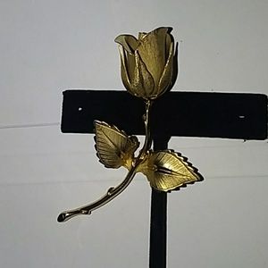 Giovanni long stem rose brooch